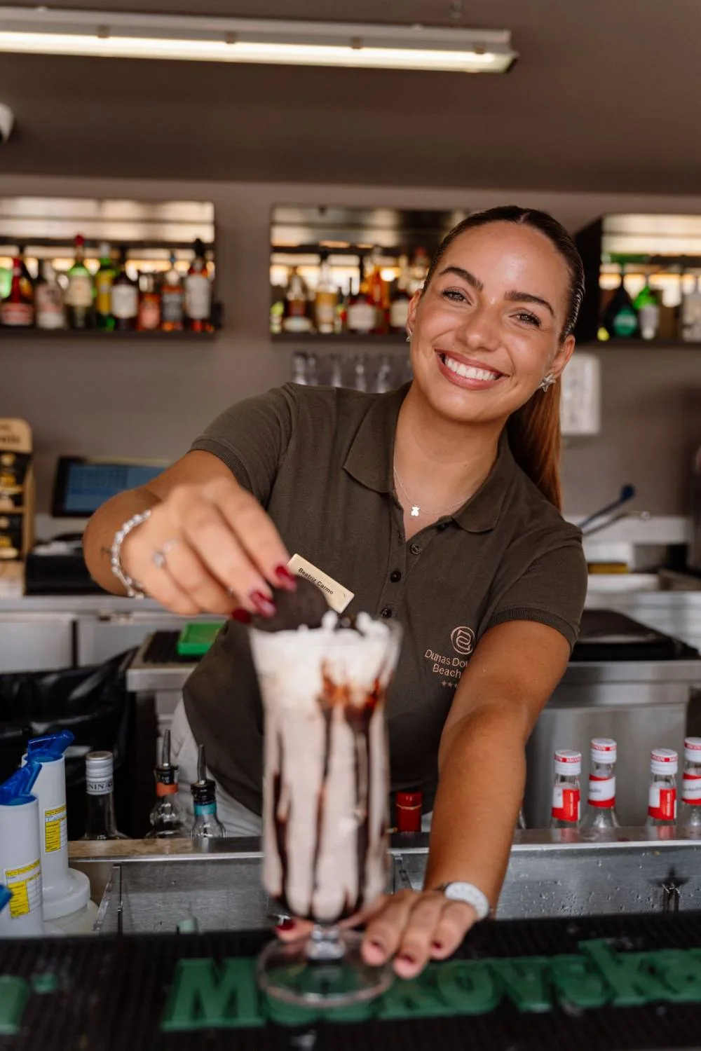 Batido servido ao balcão do Pool Bar
